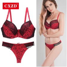  Women bra set Sexy Lace push up bra brief sets printing intimate lady underwearPanties Lingerie Bralette set