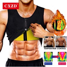  Men Neoprene Sauna Suit Hot Body Shaper Corset for Weight Loss with Zipper Waist Trainer Vest Tank Top Workout Shirt