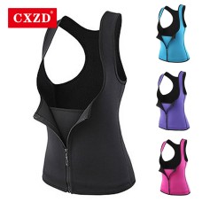  Women Neoprene Sauna Sweat Waist Trainer Vest with Zipper for Weight Loss Gym Workout Body Shaper Tank Top Shirt